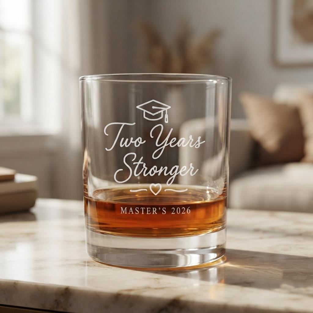 Personalized Master's Graduation Glassware Set | Engraved MBA, MS, MA Gift