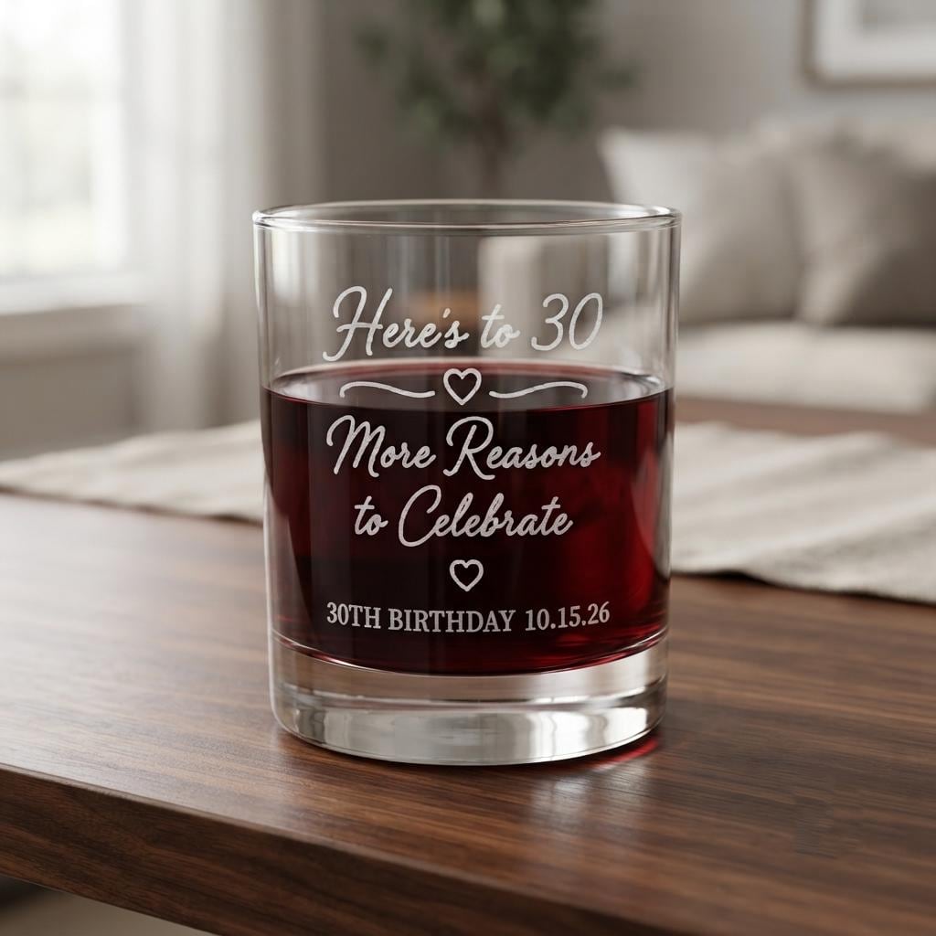 Personalized 30th Birthday Glassware Bulk Set | Engraved 30 Birthday Party Favor | Beer Wine Shot Whiskey Mason Jar | Custom Dirty Thirty