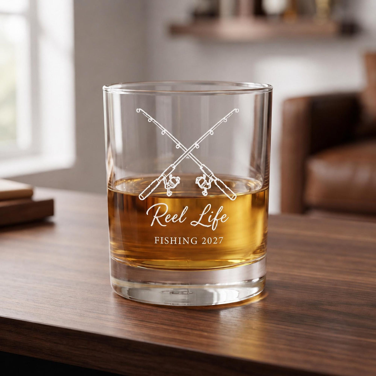 Personalized Fishing Glassware Set | Custom Engraved Angler Gift | Beer Wine Shot Whiskey Mason Jar | Custom Hooked On You Reel Life
