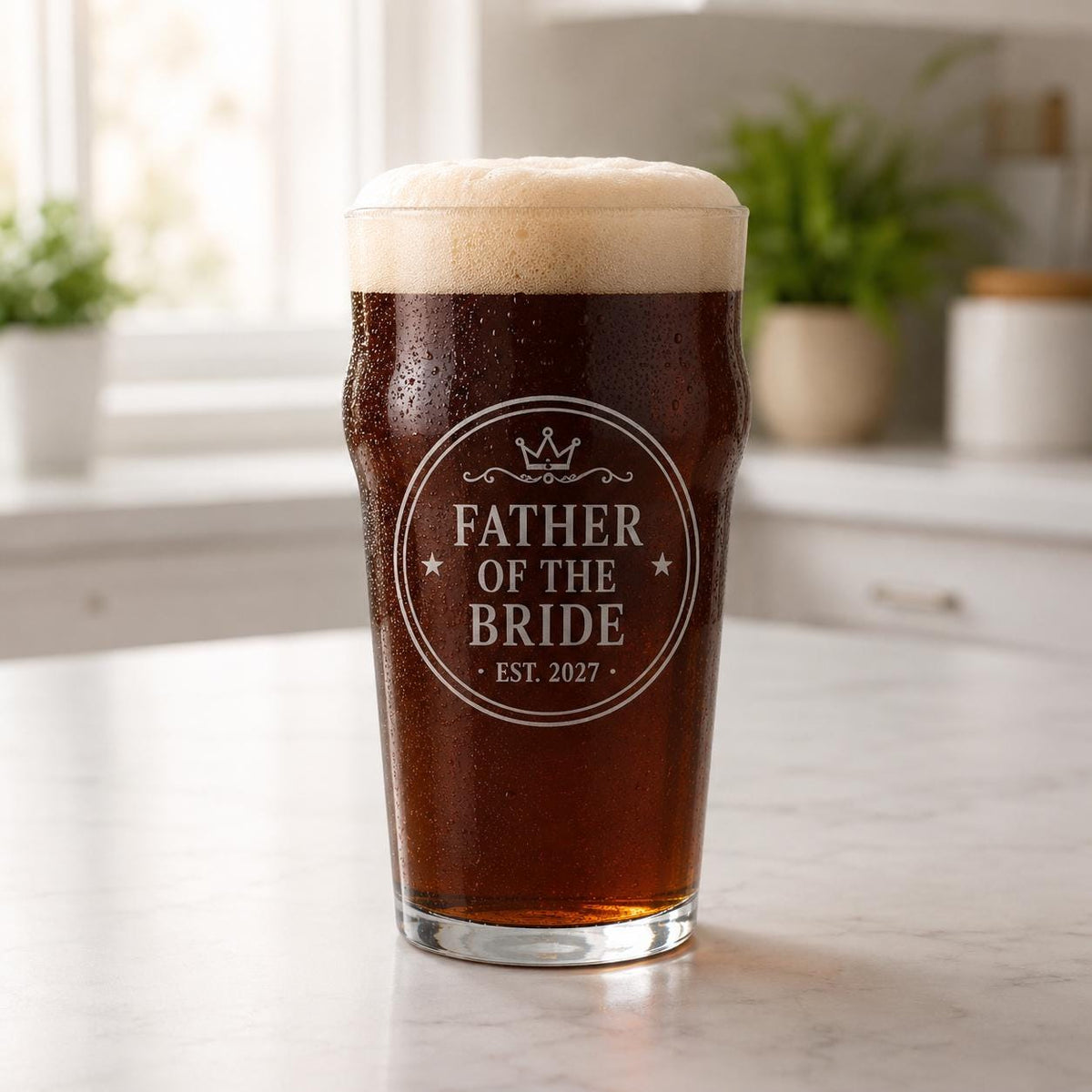 Personalized Father of the Bride Beer Glass | Custom Engraved Wedding Gift | Dad Barware