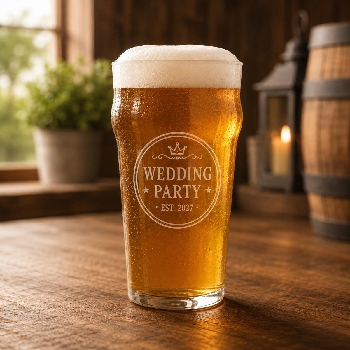 Personalized Wedding Party Beer Glass | Custom Engraved Bridal Crew Barware Favor