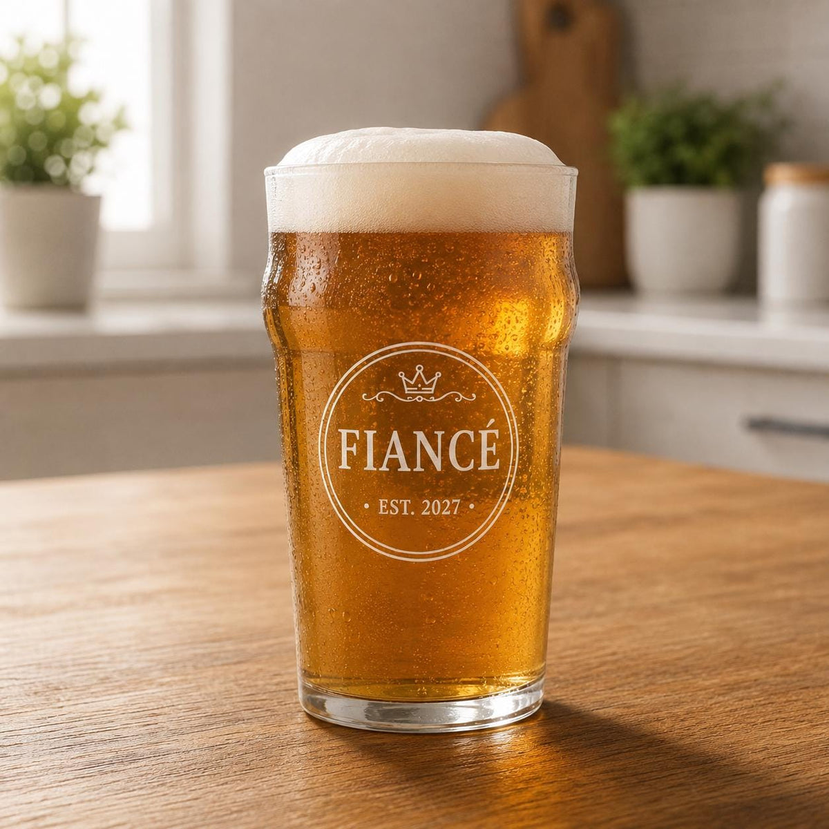 Personalized Engagement Gift for Him Beer Glass | Custom Fiancé Future Groom Barware