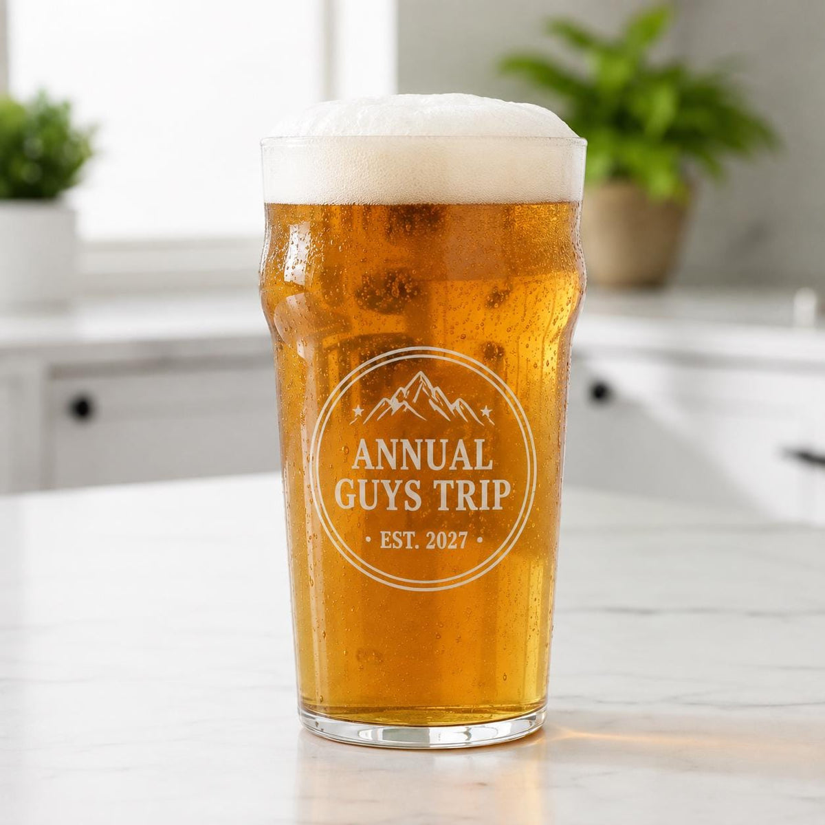 Personalized Guys Trip Beer Glass | Custom Engraved Cabin Weekend Barware Gift