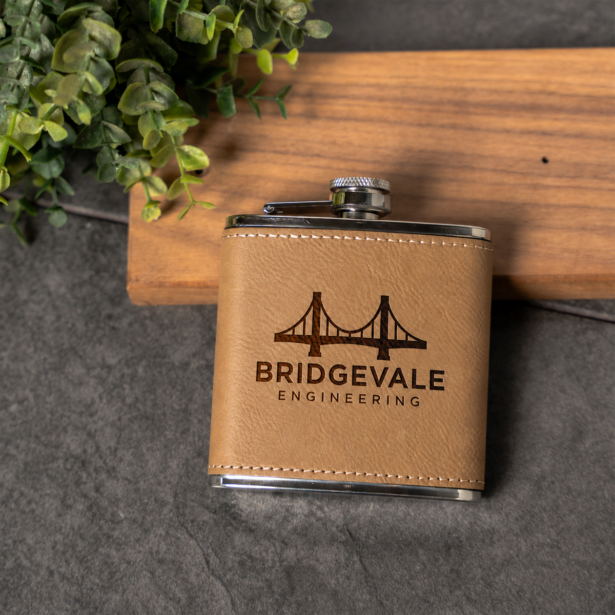 6oz Leather Wrapped Flask | Vegan Leather Pocket Flask