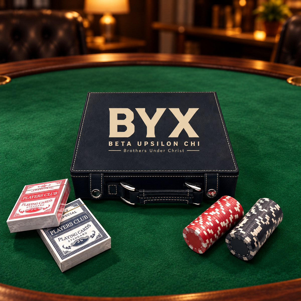 Beta Upsilon Chi (BYX) Fraternity Leather Poker Set