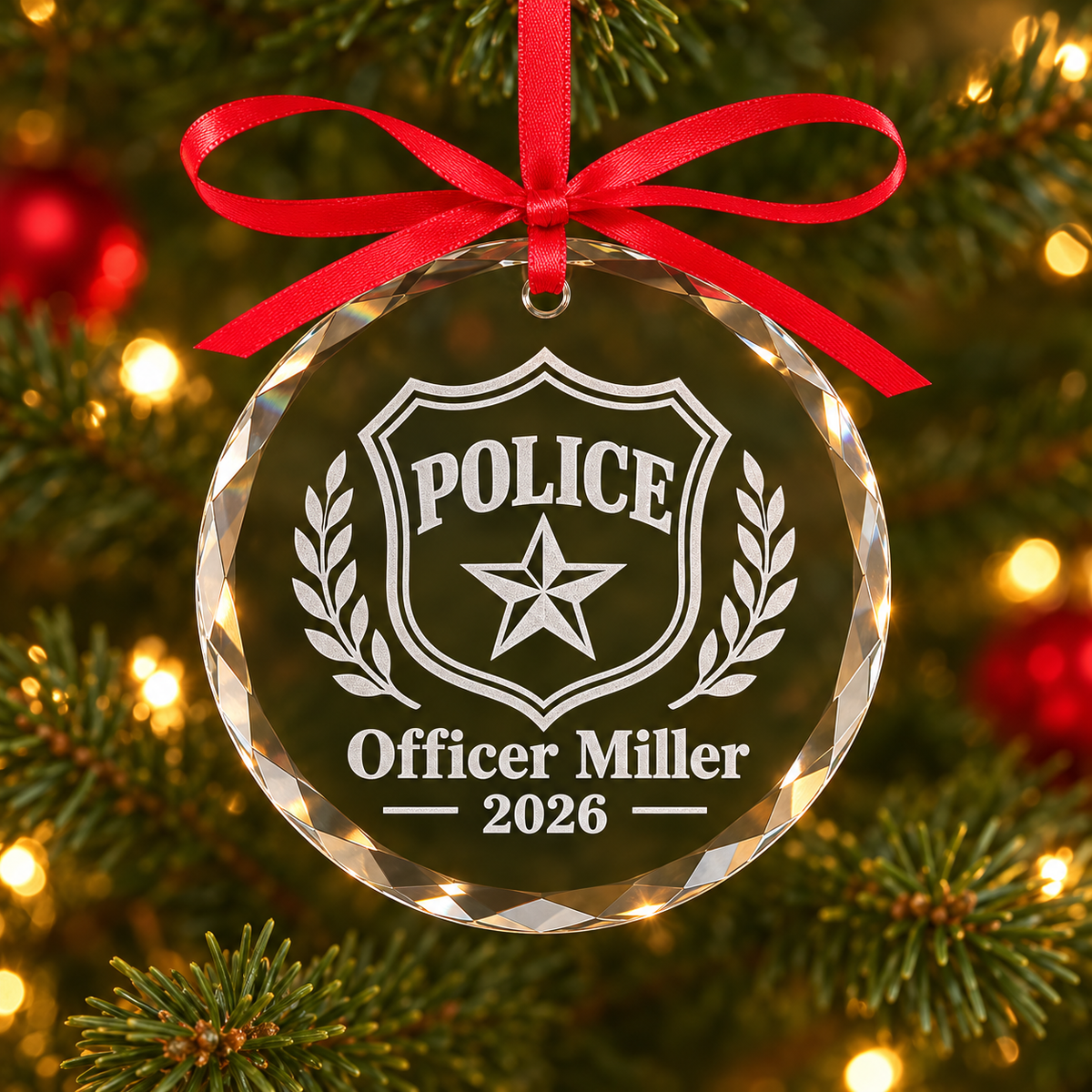 Police, Firefighter and Military Glass Ornament – Engraved Photo Ornament