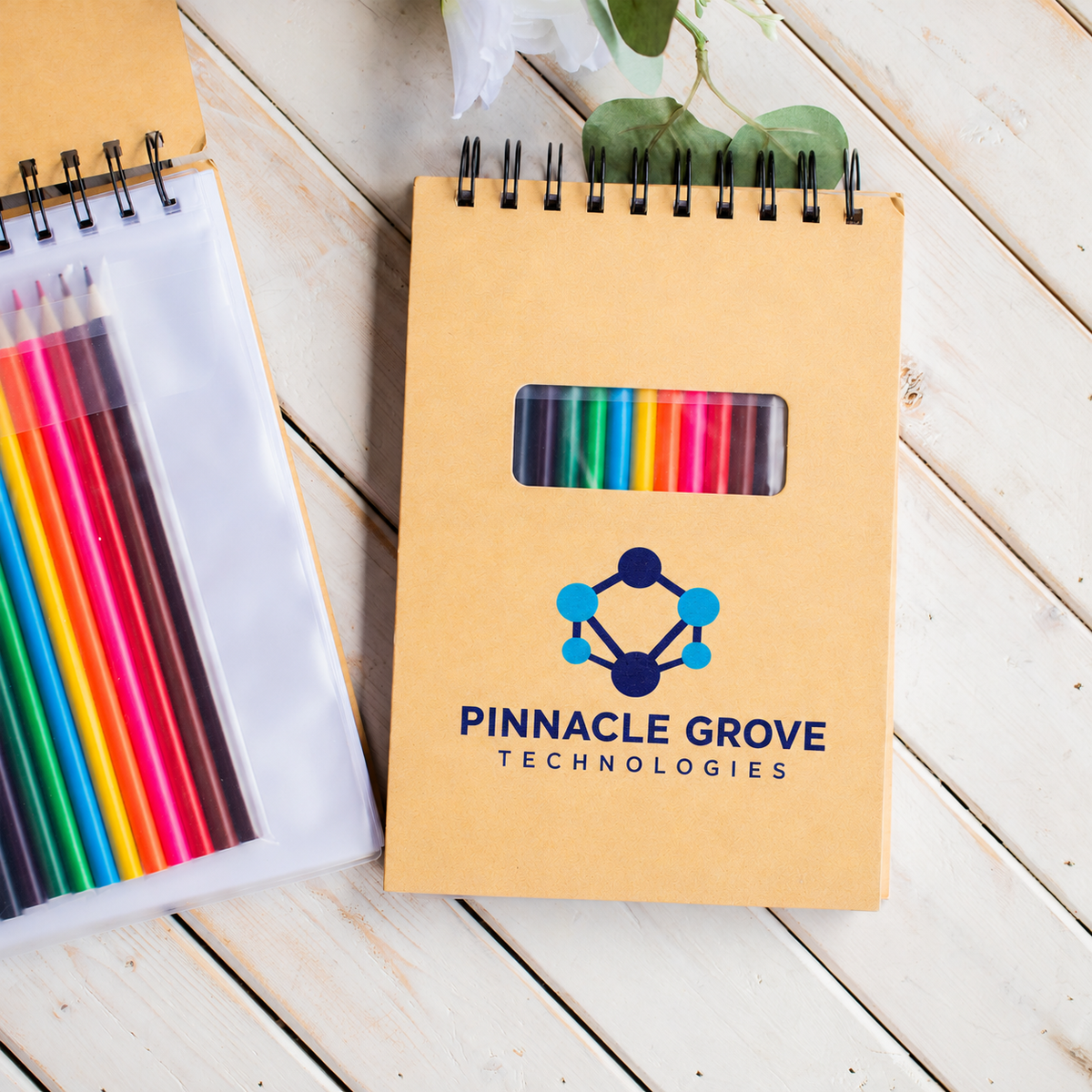 Personalized Engraved Sketch Pad with Colored Pencil Set
