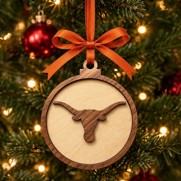 Texas Longhorns Wooden Holiday Ornaments