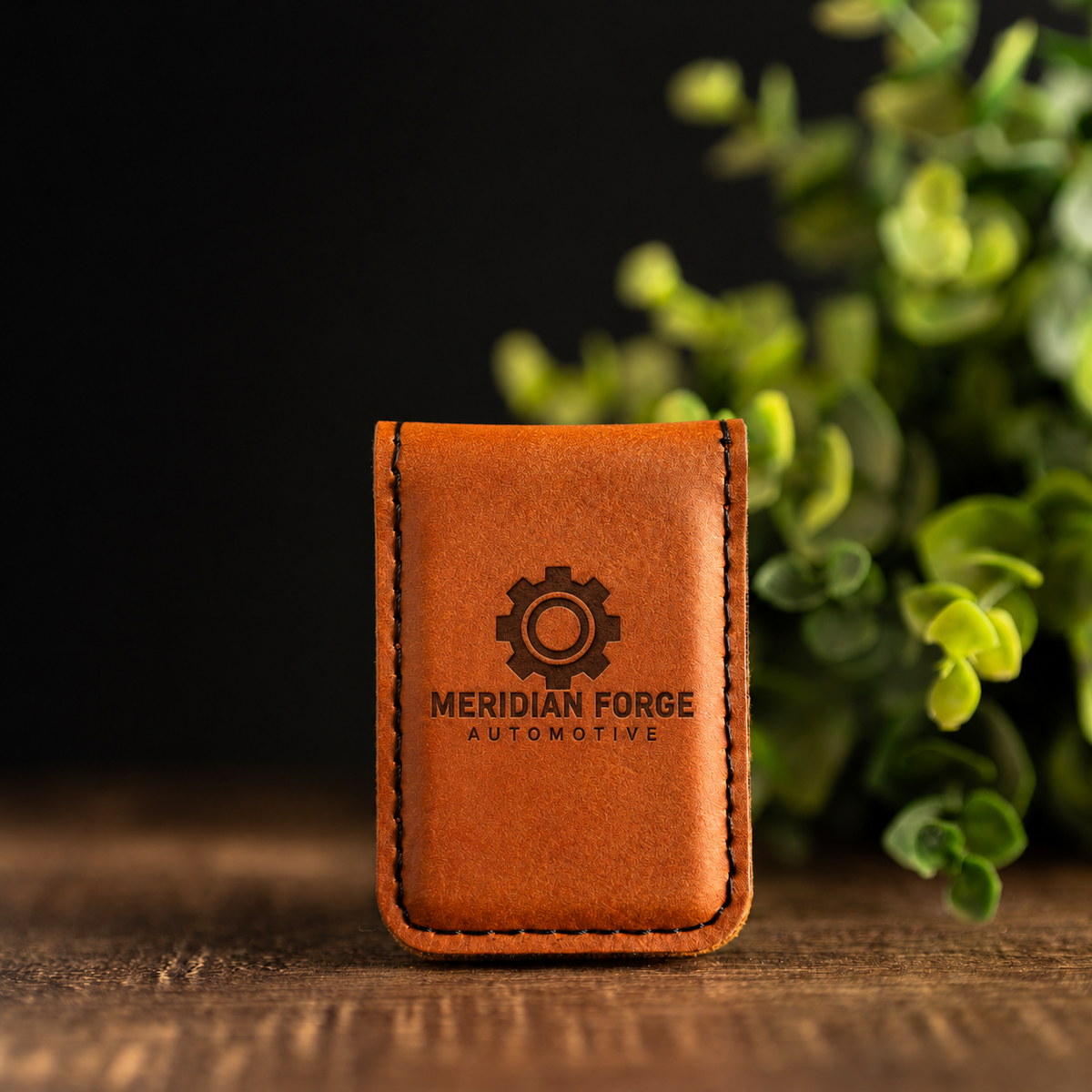 Vegan Leather Money Clip with 4 Card Slots | Custom Engraved